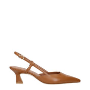 Stuart Weitzman Brown Leather Mid-Heel Pumps