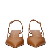 Stuart Weitzman Brown Leather Mid-Heel Pumps