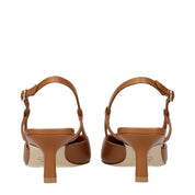 Stuart Weitzman Brown Leather Mid-Heel Pumps