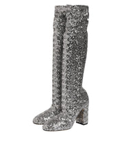 Shoes Silver Sequins Glitter High Heel Boot Shoes