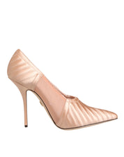 Cipria Nude Satin Mesh Stiletto Pumps Shoes