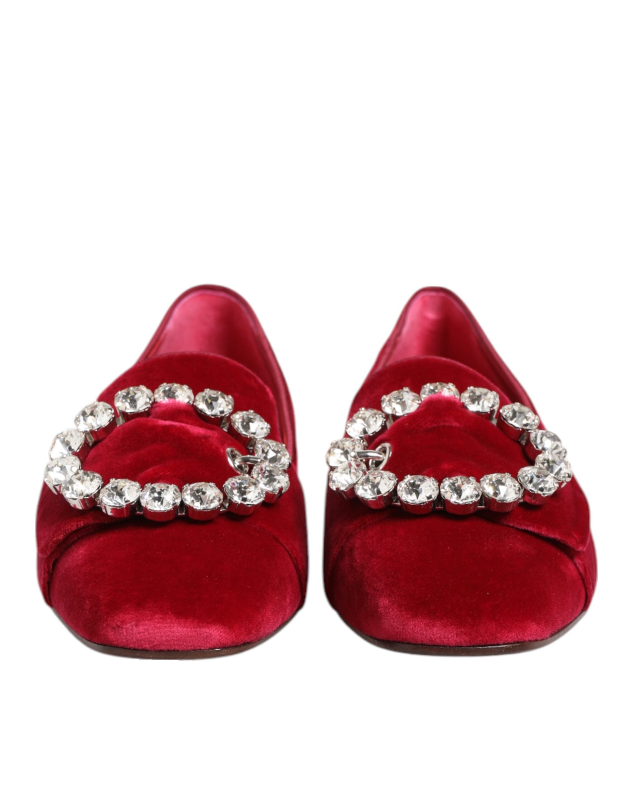 Dolce & Gabbana Red Velvet Loafers Flats