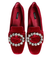 Dolce & Gabbana Red Velvet Loafers Flats