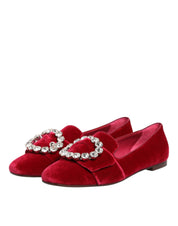 Dolce & Gabbana Red Velvet Loafers Flats
