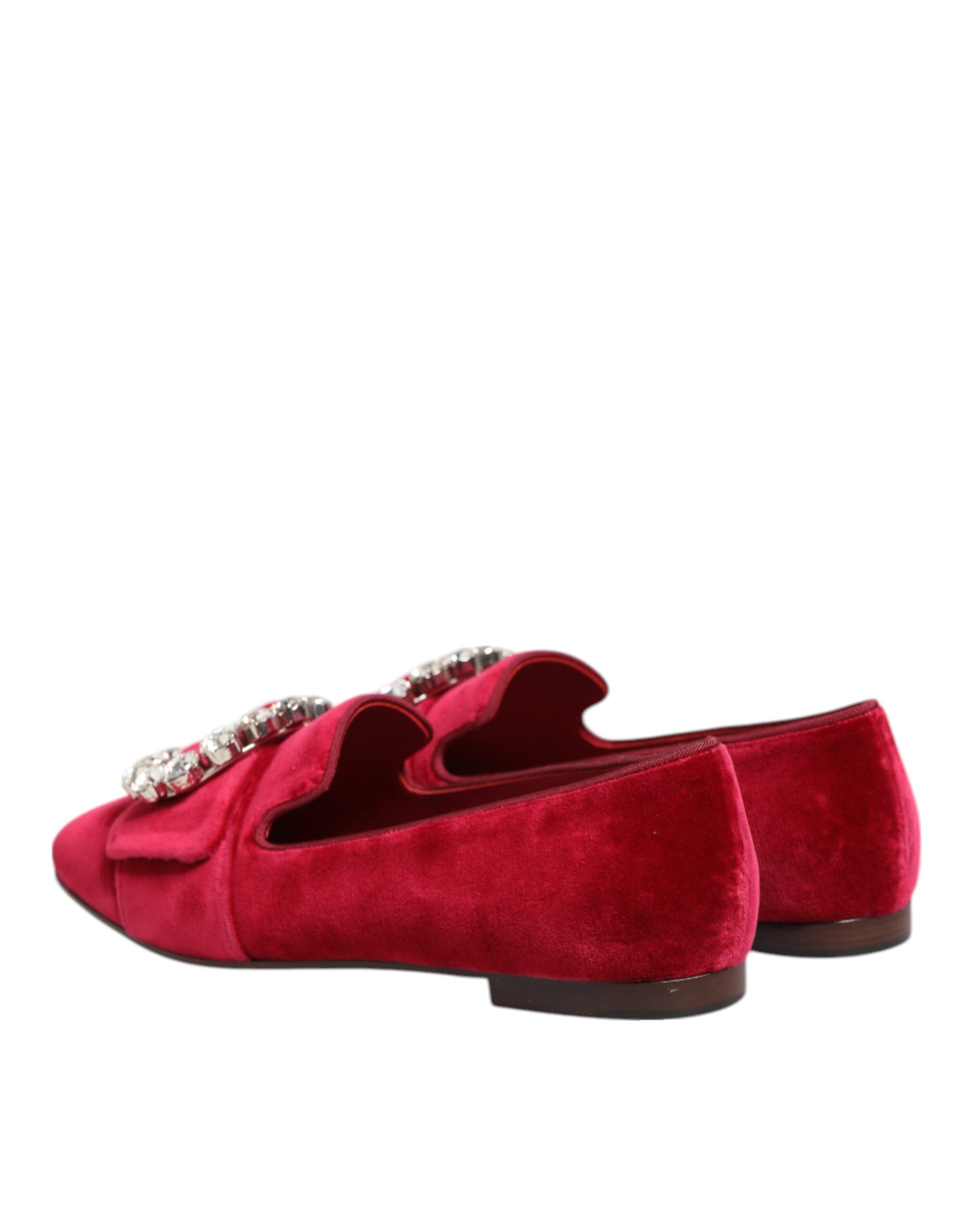 Dolce & Gabbana Red Velvet Loafers Flats