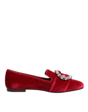 Dolce & Gabbana Red Velvet Loafers Flats