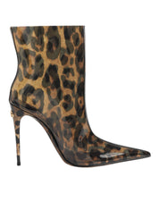 Leopard Print PVC Pointed Toe Boots Shoes