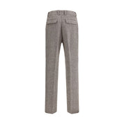 Gray Fleece Wool Casual Pants
