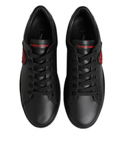 Dolce & Gabbana Black Calf Leather Low Top Sneakers