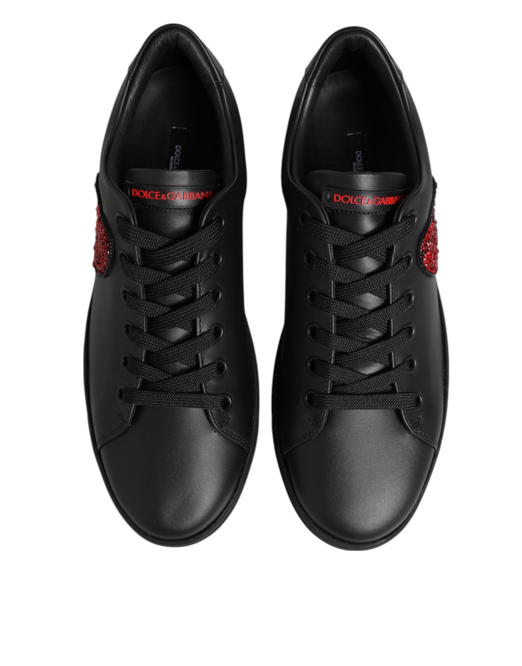 Dolce & Gabbana Black Calf Leather Low Top Sneakers