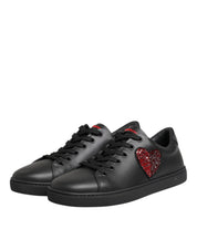 Dolce & Gabbana Black Calf Leather Low Top Sneakers