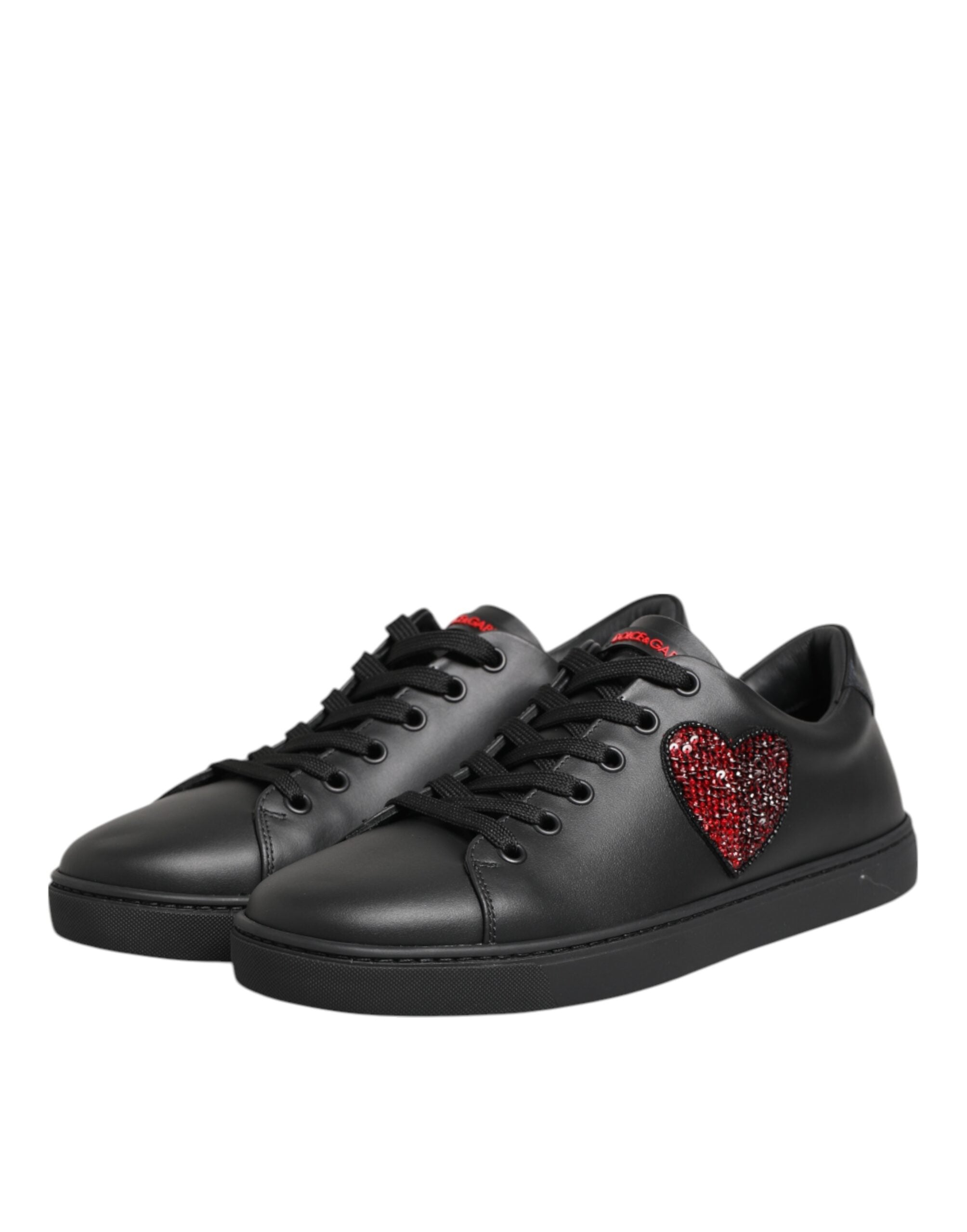 Dolce & Gabbana Black Calf Leather Low Top Sneakers