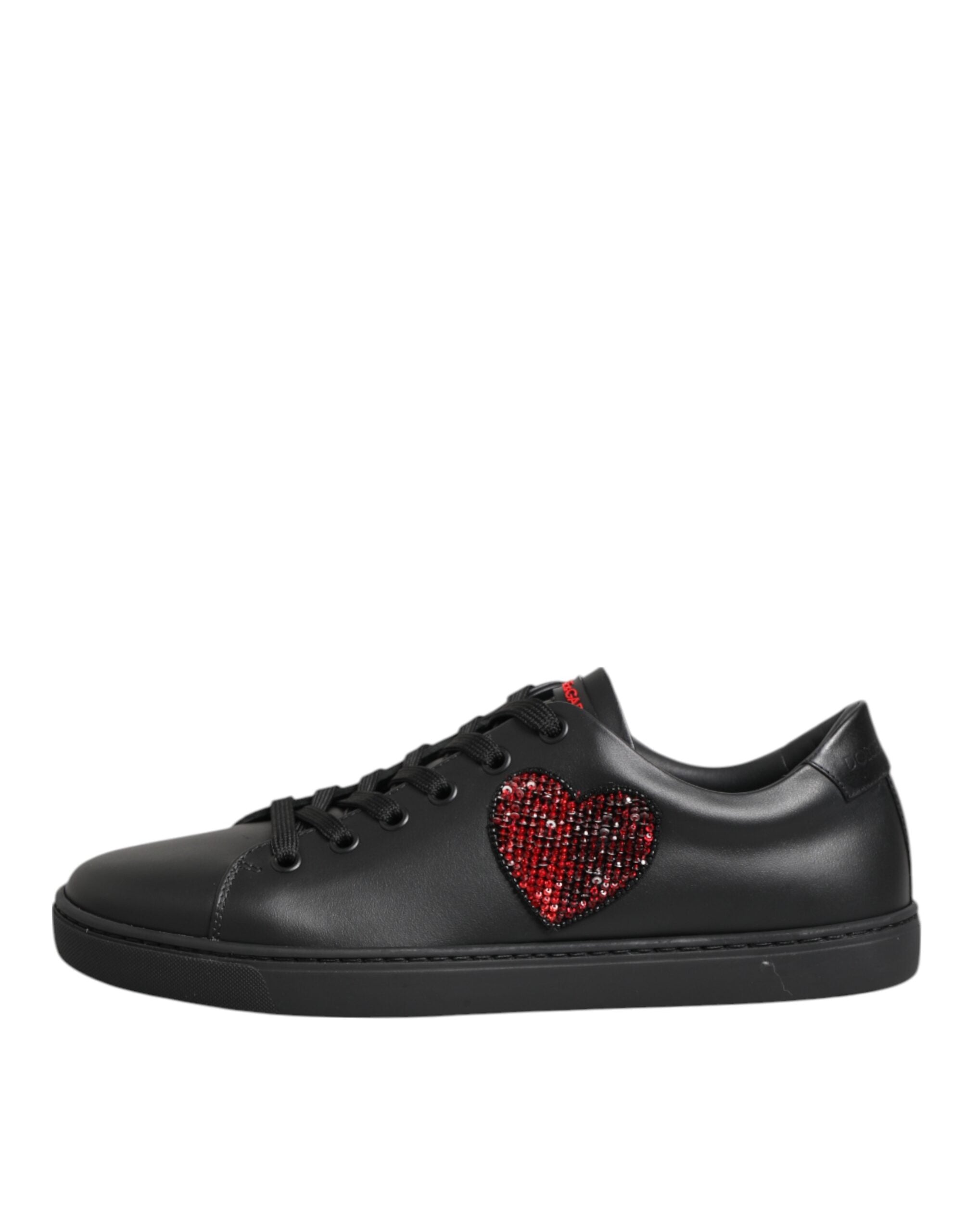 Dolce & Gabbana Black Calf Leather Low Top Sneakers