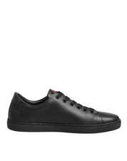 Dolce & Gabbana Black Calf Leather Low Top Sneakers