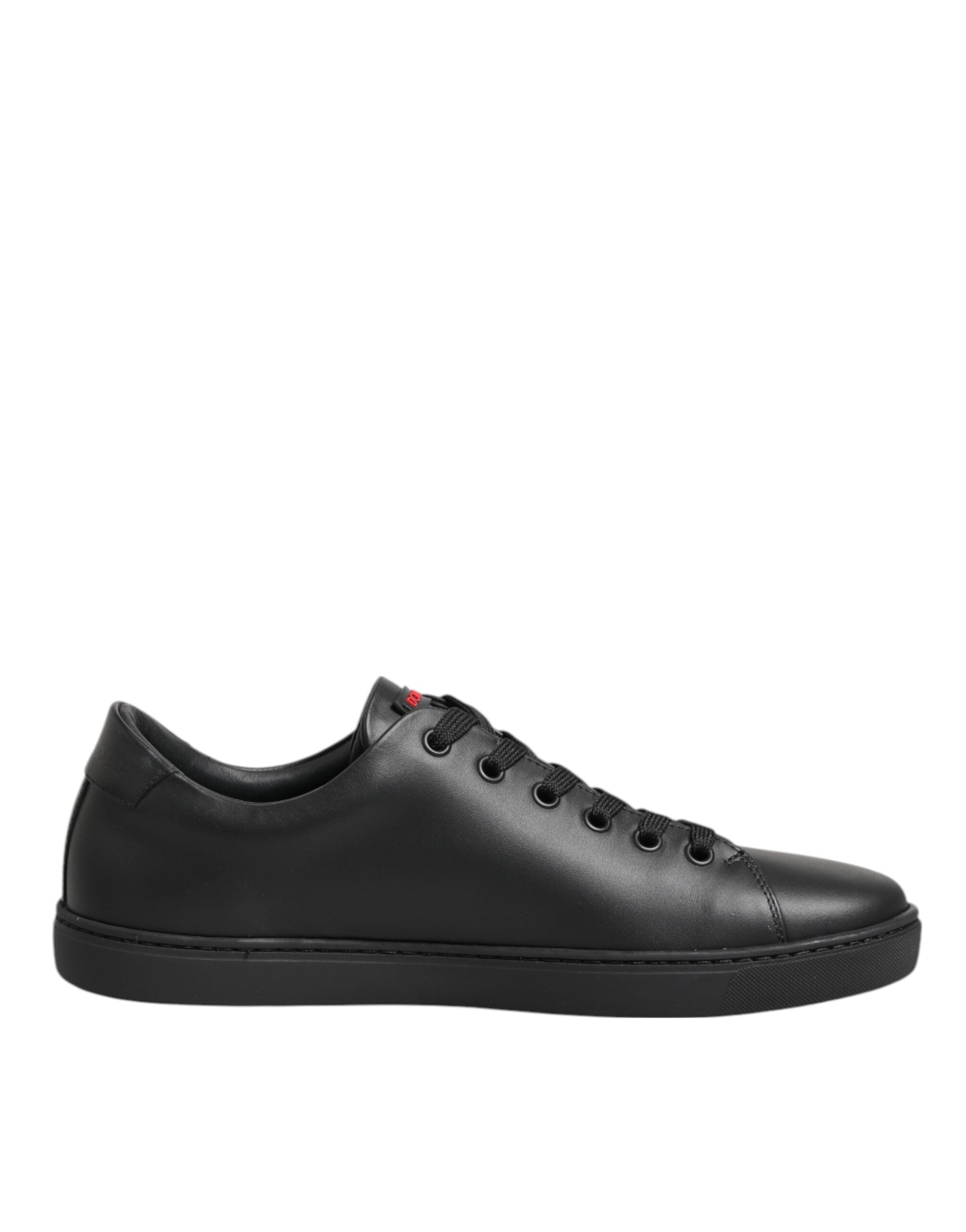Dolce & Gabbana Black Calf Leather Low Top Sneakers