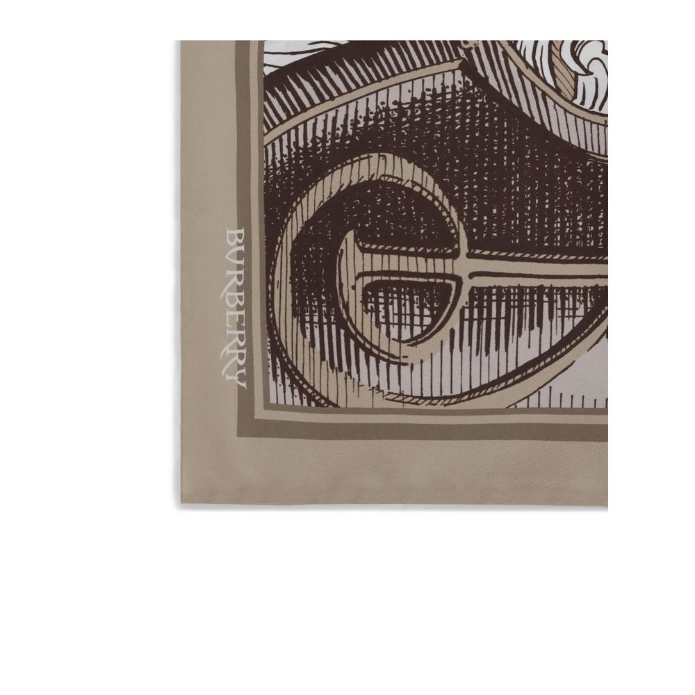 Beige sidenhalsduk med riddargravyrtryck