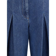 Blue Cotton Straight-Leg Jeans
