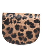 Brown Leopard Print Calf Leather Small Coin Purse Wallet