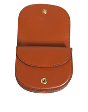 Brown Leopard Print Calf Leather Small Coin Purse Wallet