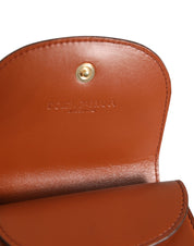 Brown Leopard Print Calf Leather Small Coin Purse Wallet