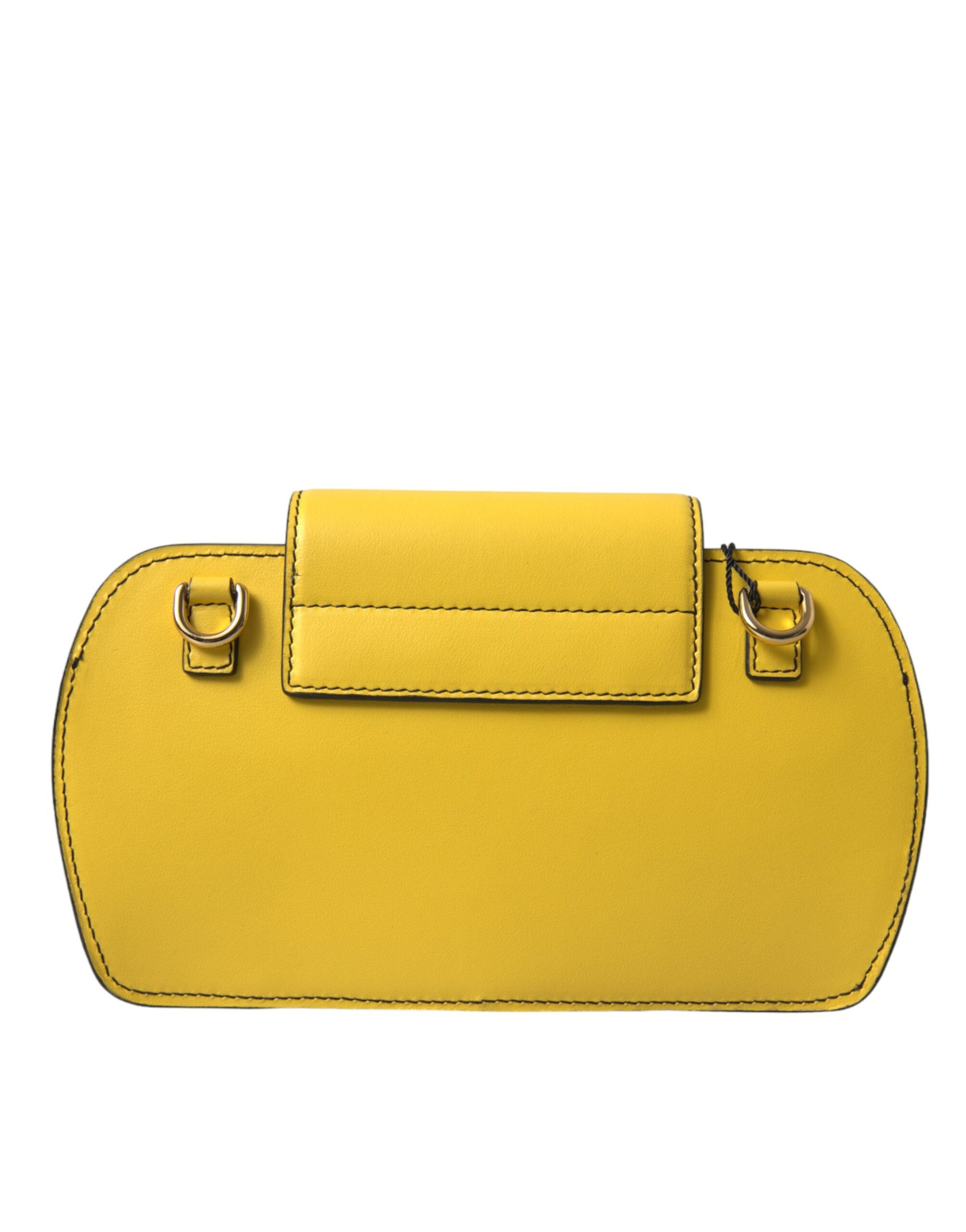 Dolce & Gabbana Yellow Calfskin DG Logo Clutch Crossbody Bag