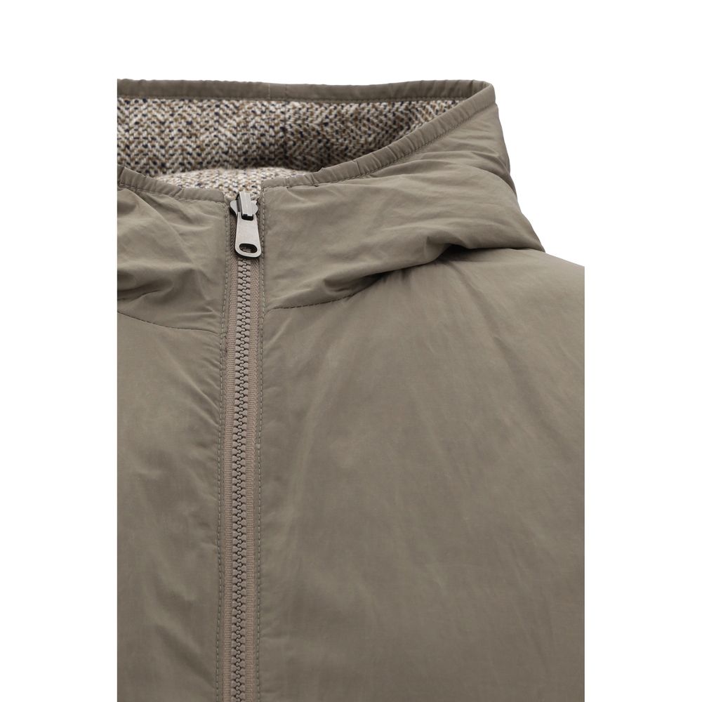 Brun fleece- och ullkappa