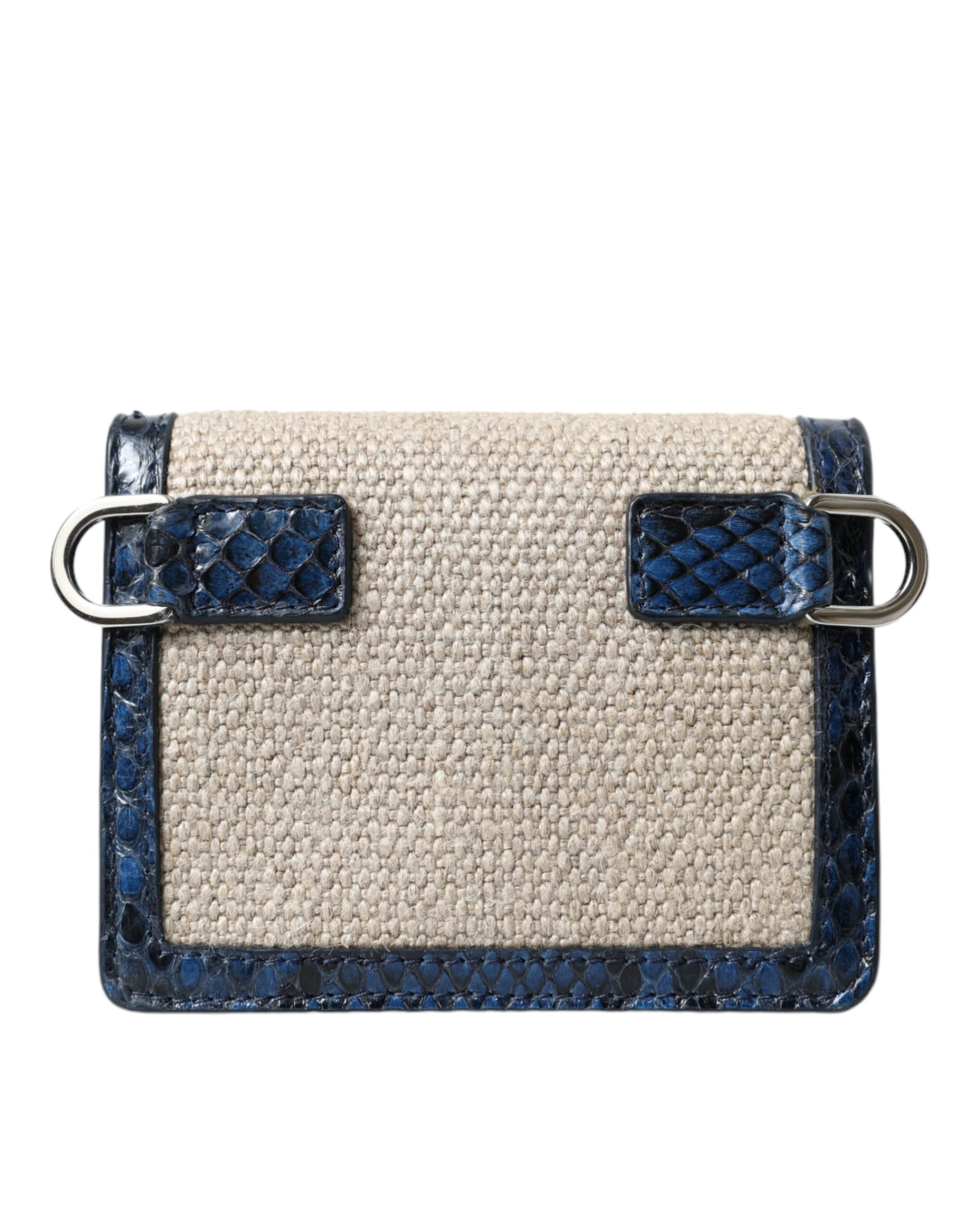Beige raffia mini axelväska med blå läderdetaljer, crossbody-modell