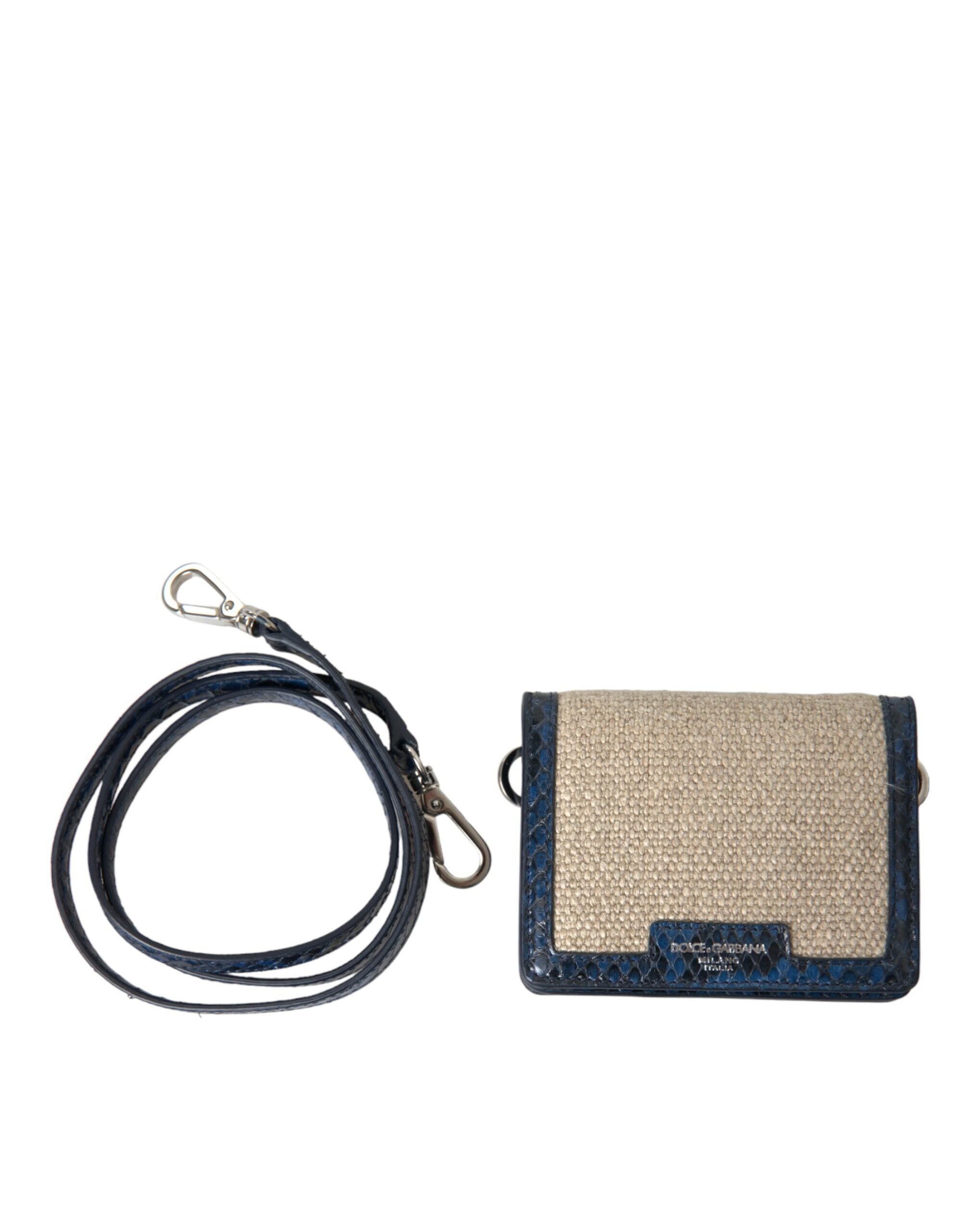 Beige raffia mini axelväska med blå läderdetaljer, crossbody-modell