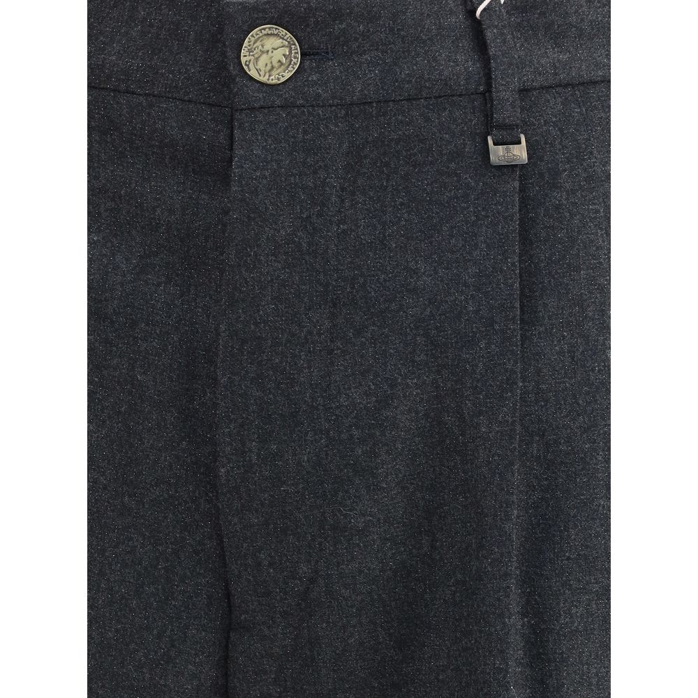 Gray Fleece Wool Casual Pants