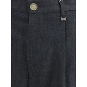 Gray Fleece Wool Casual Pants