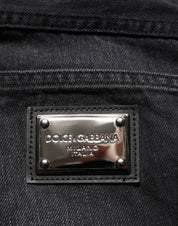 Black Washed Cotton Skinny Men Denim Jeans
