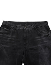Black Washed Cotton Skinny Men Denim Jeans