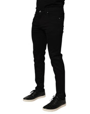 Black Cotton Blend Skinny Men Trouser Pants