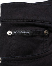 Black Cotton Blend Skinny Men Trouser Pants
