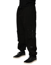 Black Cotton Cargo Jogger Sweatpants Pants