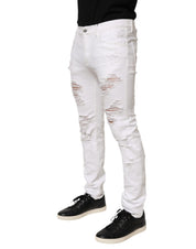 White Distressed Ripped Denim Trouser Jeans