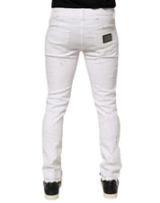 White Distressed Ripped Denim Trouser Jeans