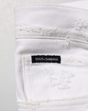 White Distressed Ripped Denim Trouser Jeans
