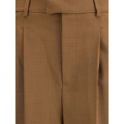 Brown Wool Casual Pants