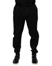 Black Cotton Stretch Casual Trouser Pants