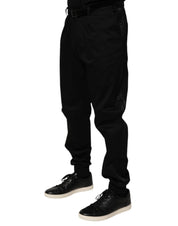 Black Cotton Stretch Casual Trouser Pants
