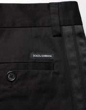 Black Cotton Stretch Casual Trouser Pants