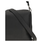 Black Calf Leather Lui Large Shoulder Bag with FF Metal Corner Accents