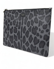 Multicolor Leopard Jacquard Logo Plaque Document Briefcase Bag
