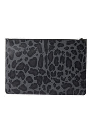 Multicolor Leopard Jacquard Logo Plaque Document Briefcase Bag