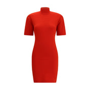 Red Merino Wool Casual Dress