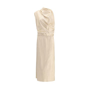 Cream Silk Casual Dress