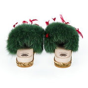Green Lamb Leather Women Sandal