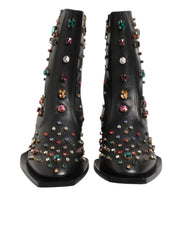 Black Crystal Embellished Men Short Boots Shoes