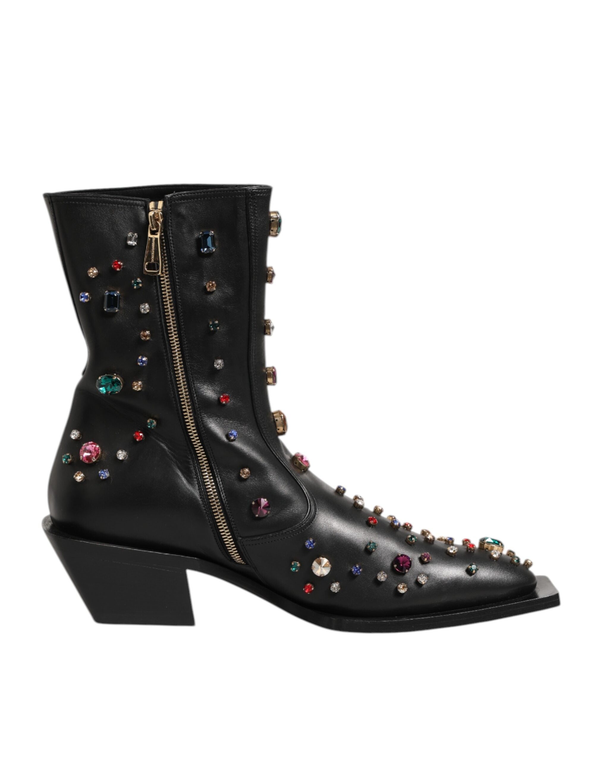 Dolce & Gabbana Black Calf Leather Short Boots